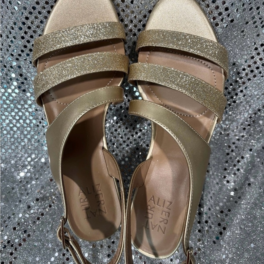 Naturalizer Gold Glitter Strap Sandals - Picture 2 of 6